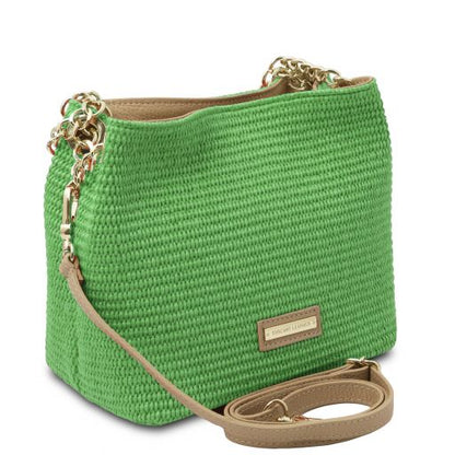 TL Bag - Beuteltasche mit Stroheffekt Grün