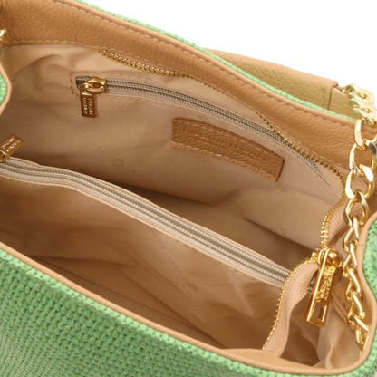 TL Bag - Beuteltasche mit Stroheffekt Grün