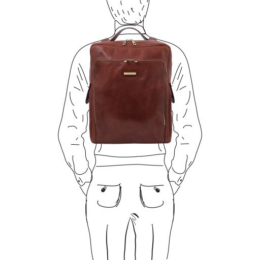 Bangkok - Notebook Rucksack aus Leder - Gross Braun