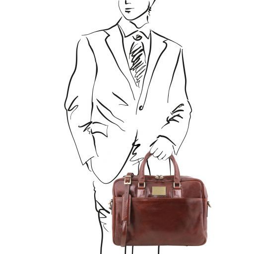 Urbino - Notebook Aktentasche Leder Braun
