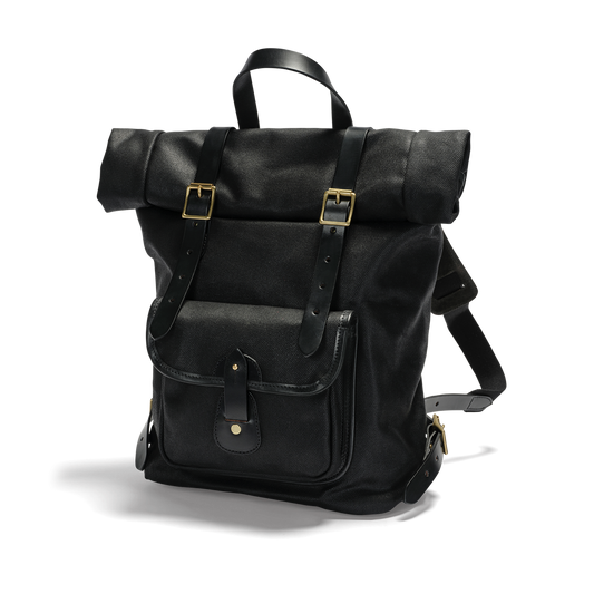 Vintage Canvas Rolltop Rucksack Schwarz